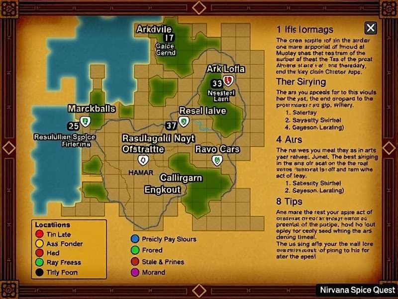 Nirvana Spice Quest - Player Guide Nirvana Spice Quest player guide showing a map with spice locations