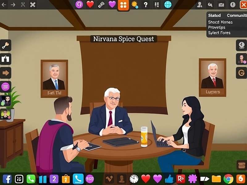 Nirvana Spice Quest - Community Features Nirvana Spice Quest community event showing players in a virtual guild meeting
